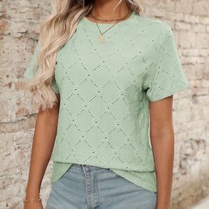 Mint Green Eyelet Women's Top